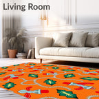 Groovy Orange Red Green Axe Design Rug