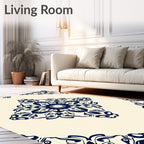 Navy Floral Diamond Tile Rug