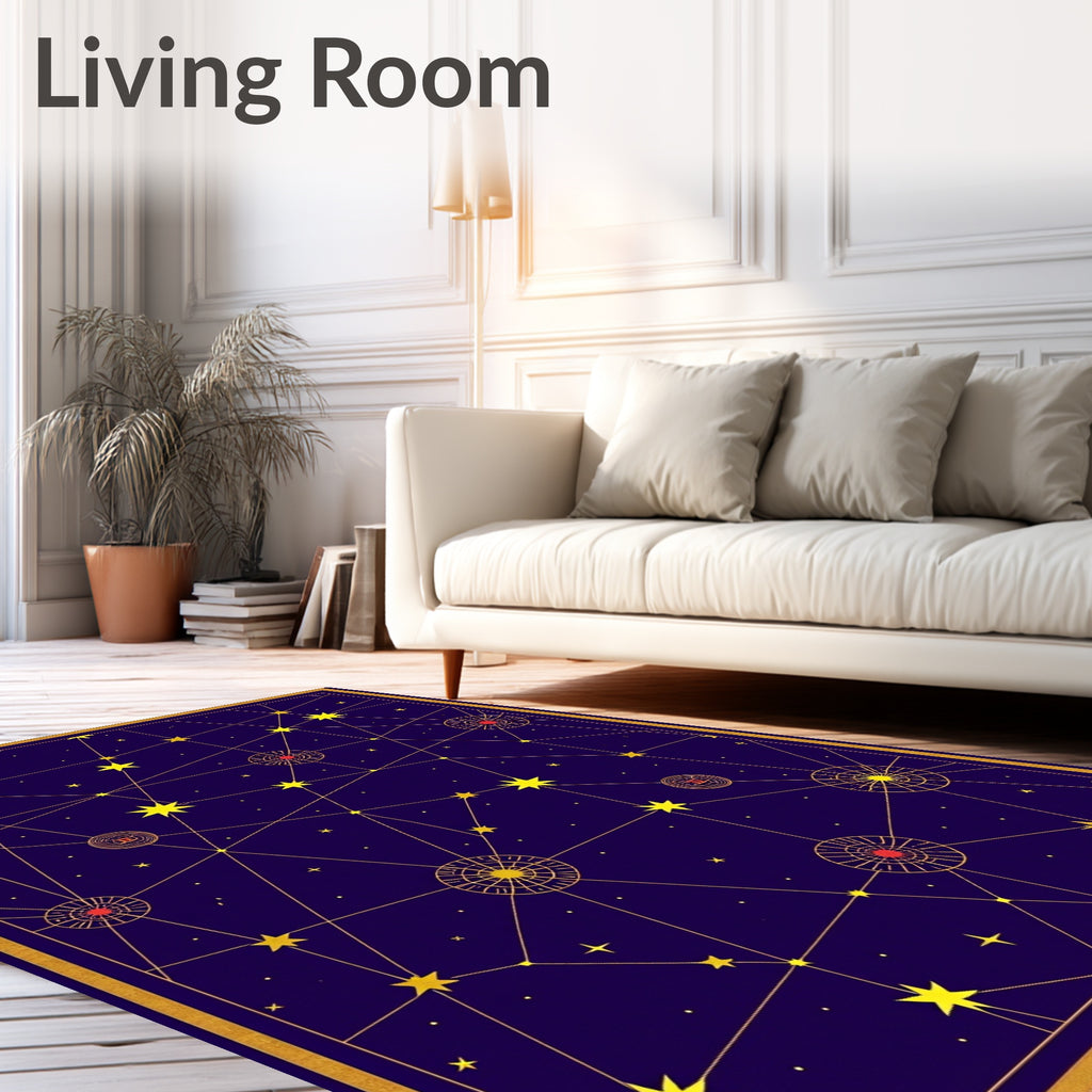 Cosmic Gold Starry Night Constellation Rug