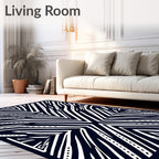 Bold Black White Abstract Linear Rug