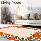 Autumn Leaf Pumpkin Border Rug