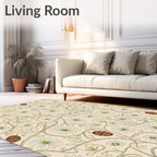 Nude Cream Floral Vine Illustration Rug