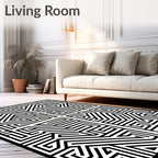 Bold Black and White Maze Rug