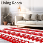 Bold Red Geometric Tribal Stripes Rug