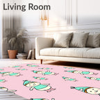 Cute Aqua Bunny Gnome Scatter Rug