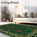 Emerald Green Poinsettia Holiday Rug