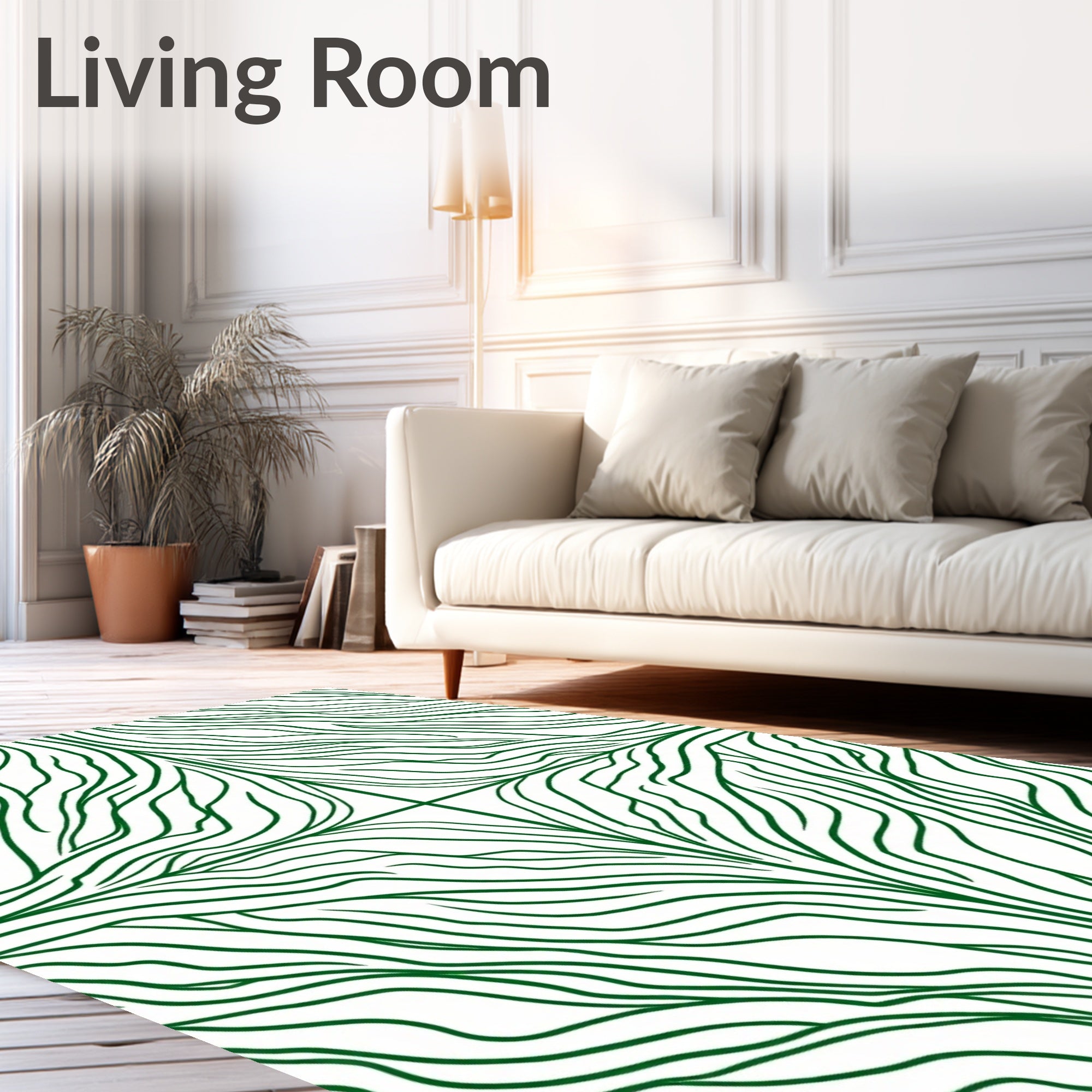Green Abstract Organic Flow Rug