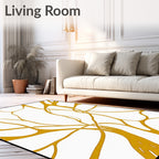 Golden Branch Abstract Flow Rug