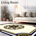 Nautical Navy Gold Compass Rose Rug