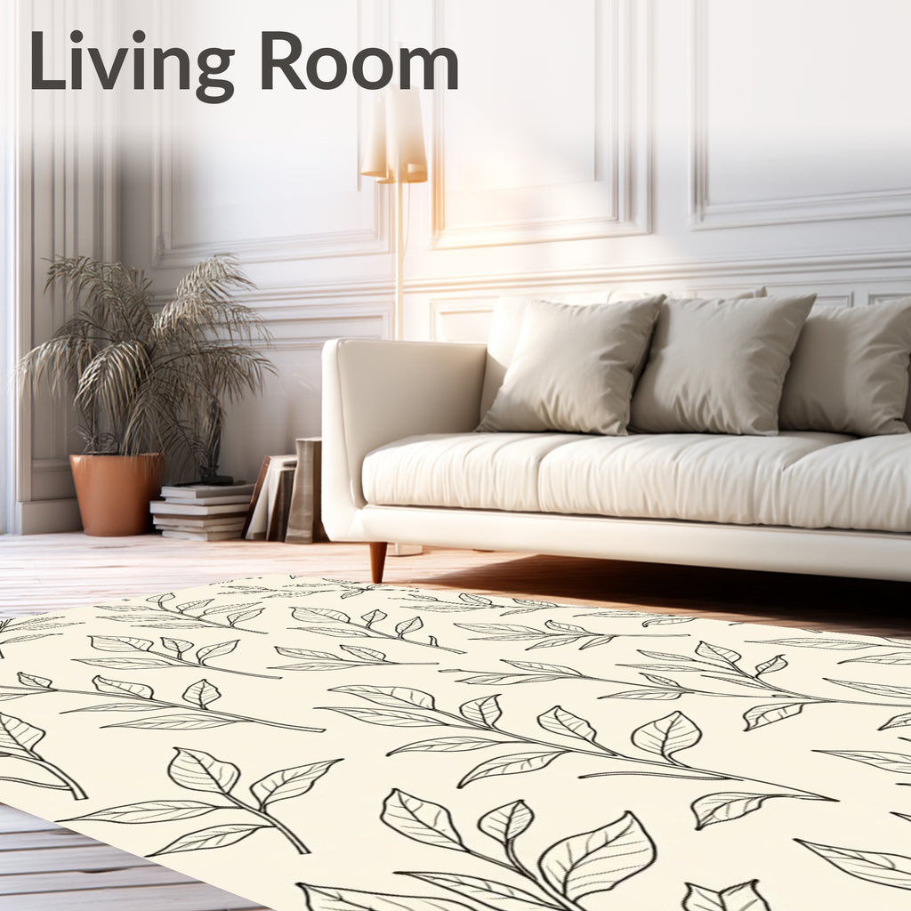 Cream Botanical Branch Outline Rug