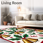 Golden Jingle Bell Holly Garland Rug