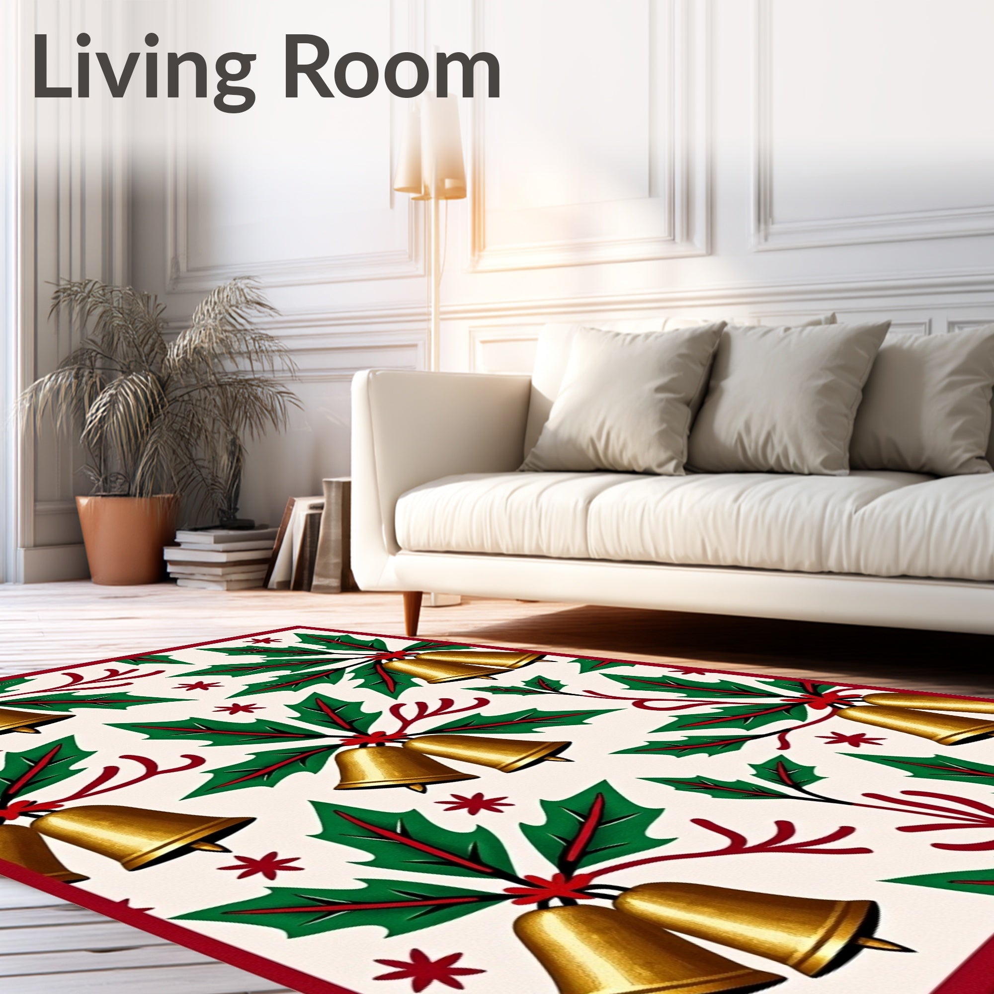 Golden Jingle Bell Holly Garland Rug