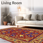 Crimson Red Floral Medallion Rug