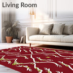 Crimson White Gold Festive Reindeer Rug