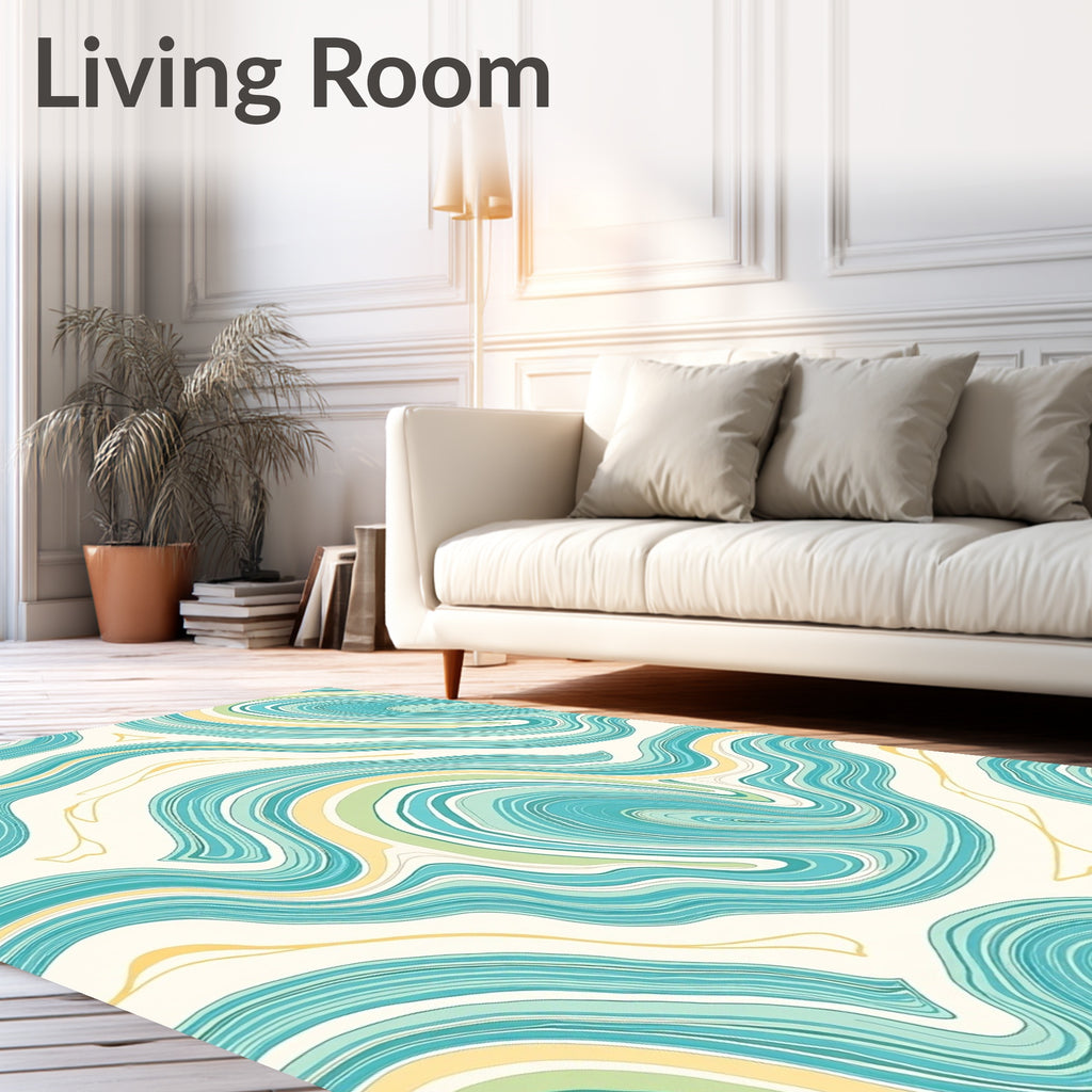 Aqua Yellow Swirl Agate Rug