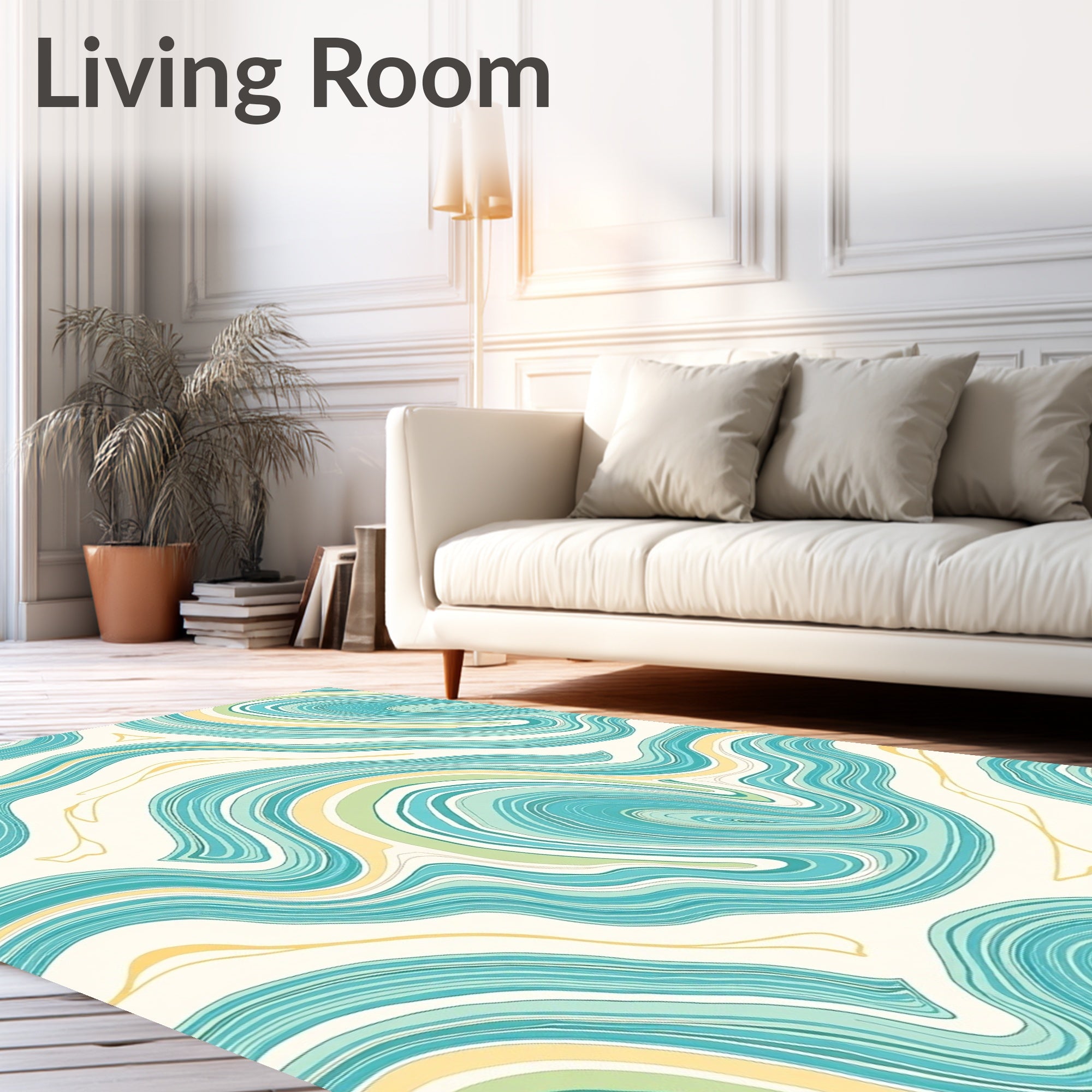 Aqua Yellow Swirl Agate Rug