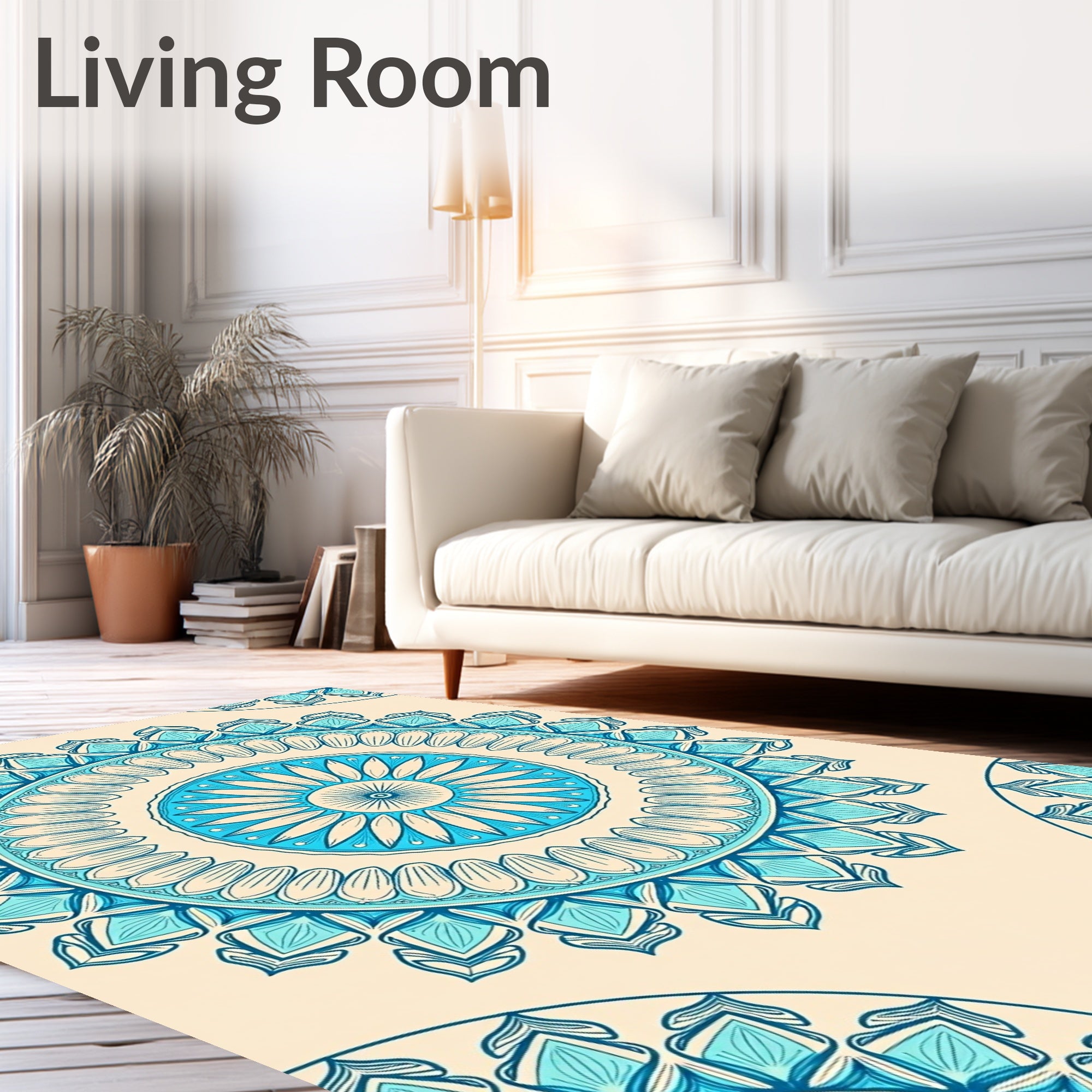 Sky Blue Medallion Mandala Rug