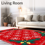 Red Festive Floral Branch Rug