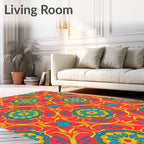 Vibrant Red Medallion Kaleidoscope Rug
