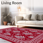 Crimson White Floral Acanthus Scroll Rug