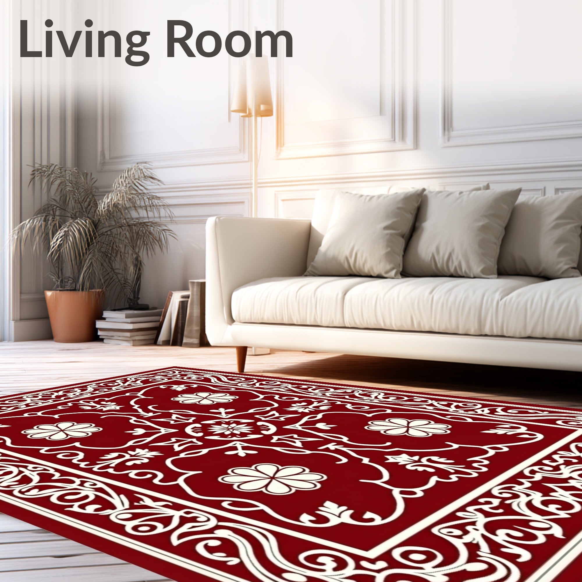 Crimson Vintage Floral Medallion Rug