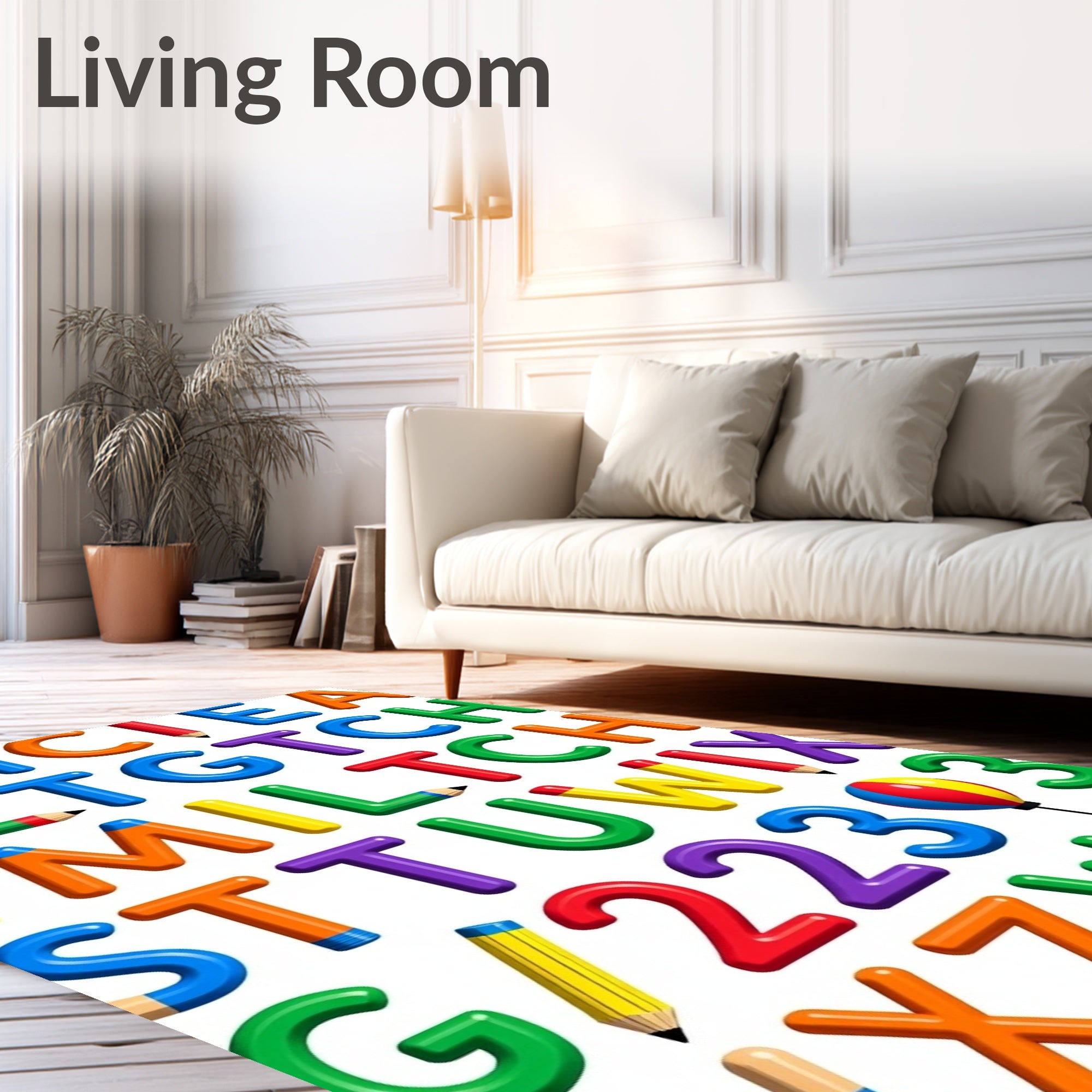 Alphabetical Rainbow Playful Classroom Letters Rug