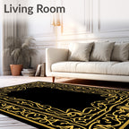 Ornate Gilded Floral Scroll Frame Rug