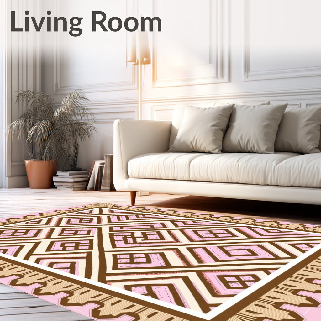 Geometric Pink Cubes Diamond Rug