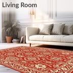 Cardinal Red Floral Medallion Traditional Rug