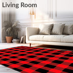 Red Black Buffalo Check Plaid Rug