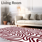 Dark Red Wavy Maze Lines Rug
