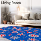 Bright Red White Snowflake Medallion Rug