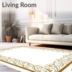 Golden Swirling Vine Art Nouveau Border Rug