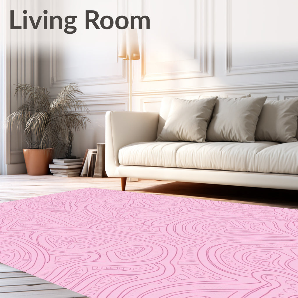 Pink Whimsical Organic Line Art Rug