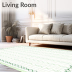 Emerald Green Vertical Ribbon Arrangement Rug