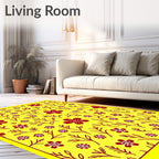 Sunny Yellow Red Floral Branch Rug