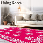 Fuchsia Snowflake Intricate Border Rug