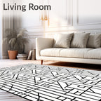 Monochrome Geometric Labyrinth Interlock Rug