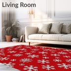 Crimson White Snowflake Scatter Rug