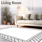 Black White Squared Lattice Border Rug