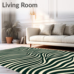 Cream and Green Wavy Stripe Rug