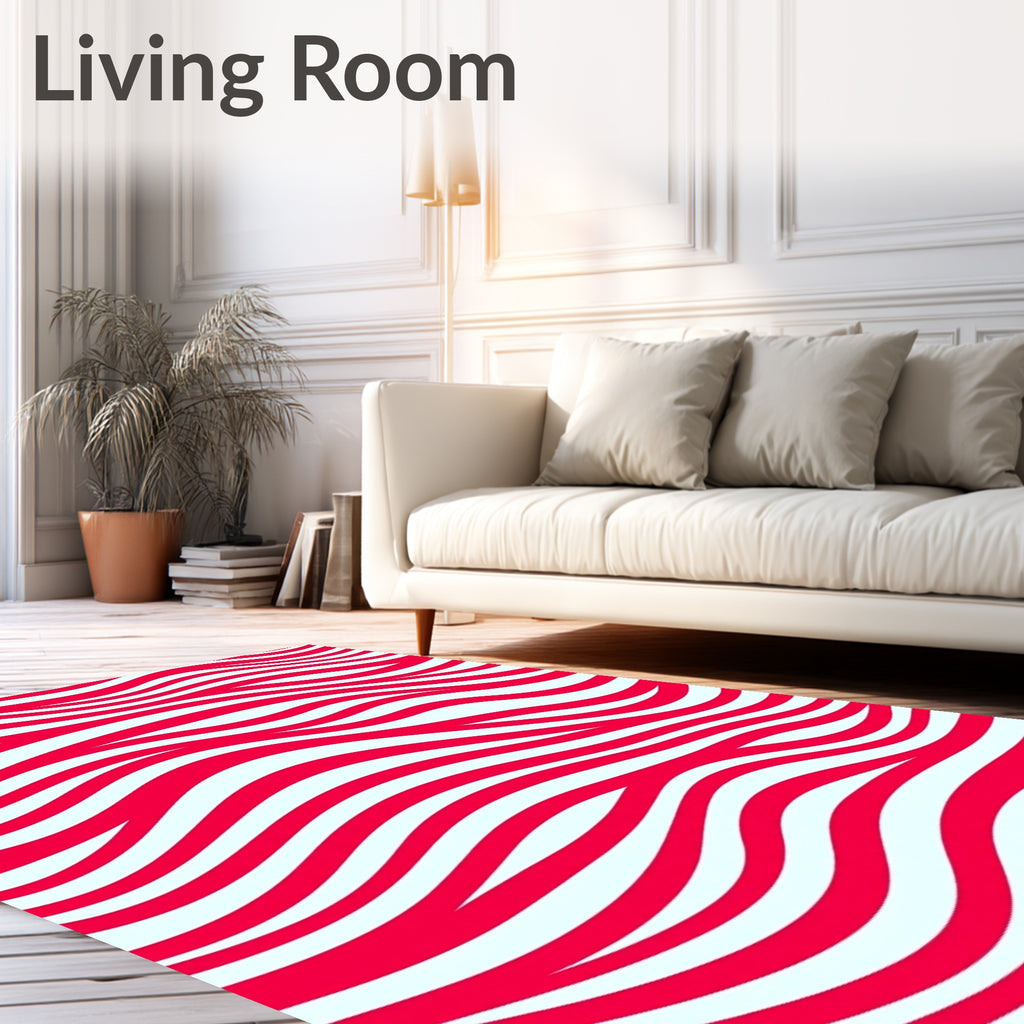 Vibrant Red Abstract Stripe Rug
