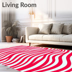 Vibrant Red Abstract Stripe Rug