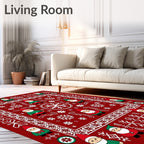 Charming Crimson Gnome Snowflake Swirl Rug