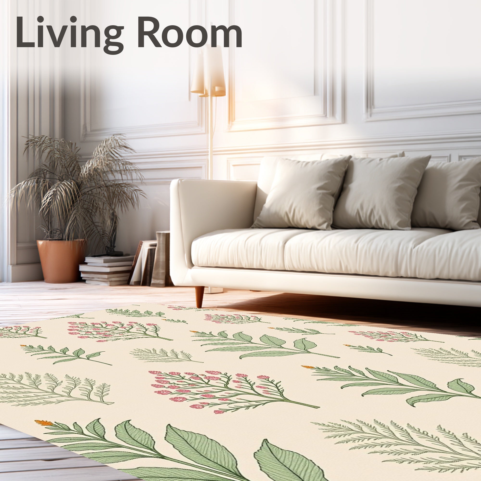 Botanical Garden Pink Blossom Medallion Rug