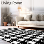Classic Black White Houndstooth Check Pillow Rug