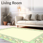 Light Green Ornate Floral Scroll Frame Rug