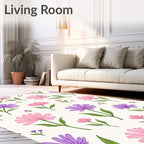 Pink Purple Daisy Garden Rug