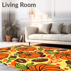 Autumn Orange Pumpkin Football Medley Rug