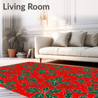 Scarlet Green Leaf Vine Intricate Rug